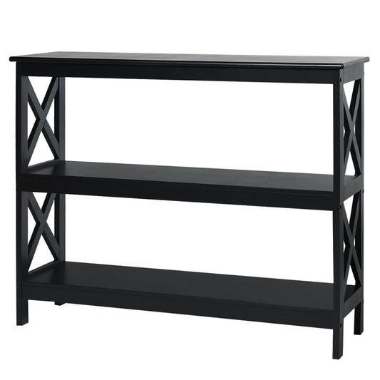 3-Tier Console X-Design Sofa Side Accent Table, Black at Gallery Canada