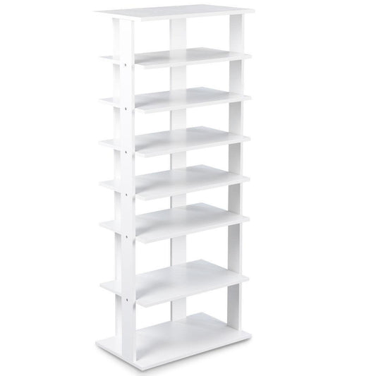 7-Tier Dual 14 Pair Shoe Rack Free Standing Concise Shelves Storage, White at Gallery Canada