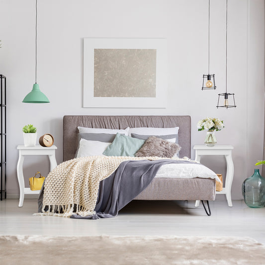 Ensemble de 2 tables d'appoint d'appoint avec étagère, blanc