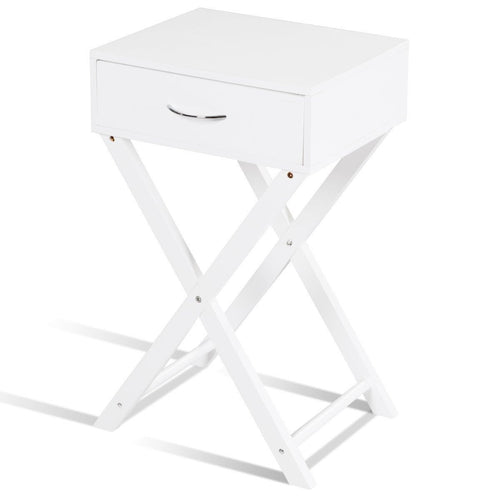 Modern X-Shape Accent Side End Table, White