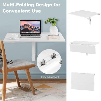 Wall-Mounted Drop-Leaf Table Folding Kitchen Dining Table Desk, White at Gallery Canada