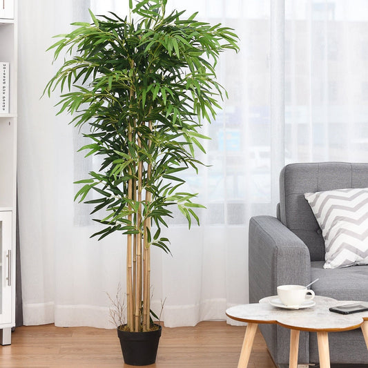 5-Feet Artificial Bamboo Silk Tree, Indoor-Outdoor Planter, Green Faux Plants Green at Gallery Canada