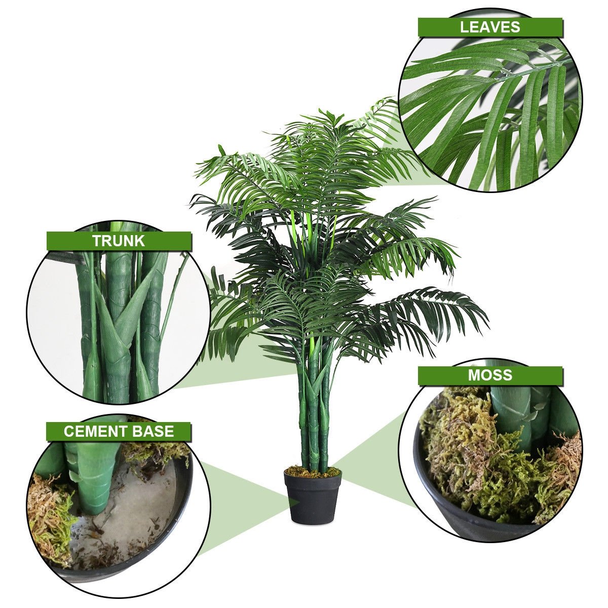 3.5 Feet Artificial Areca Palm Decorative Silk Tree with Basket, Green at Gallery Canada