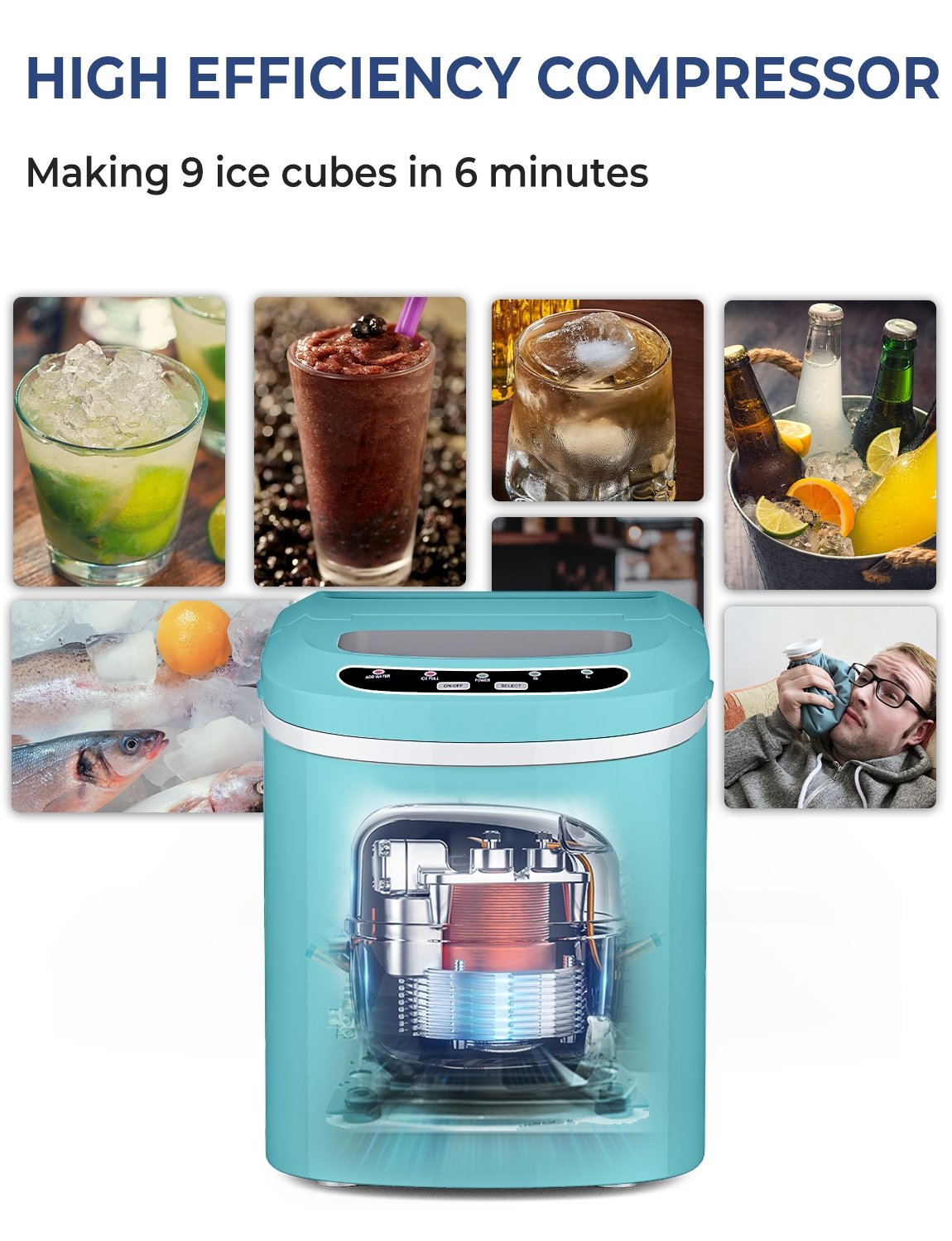 Mini Portable Compact Electric Ice Maker Machine, Green at Gallery Canada