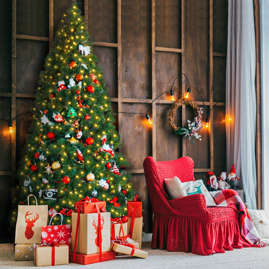 9 Feet Pre-Lit PVC Artificial Christmas Tree, 700 LED Lights, Green Christmas Tree Green at Gallery Canada