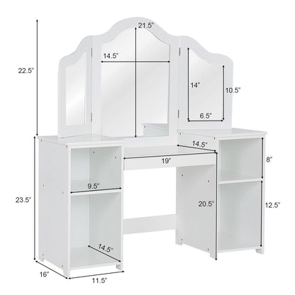 Kids Tri Folding Mirror Makeup Dressing Vanity Table Set, White at Gallery Canada