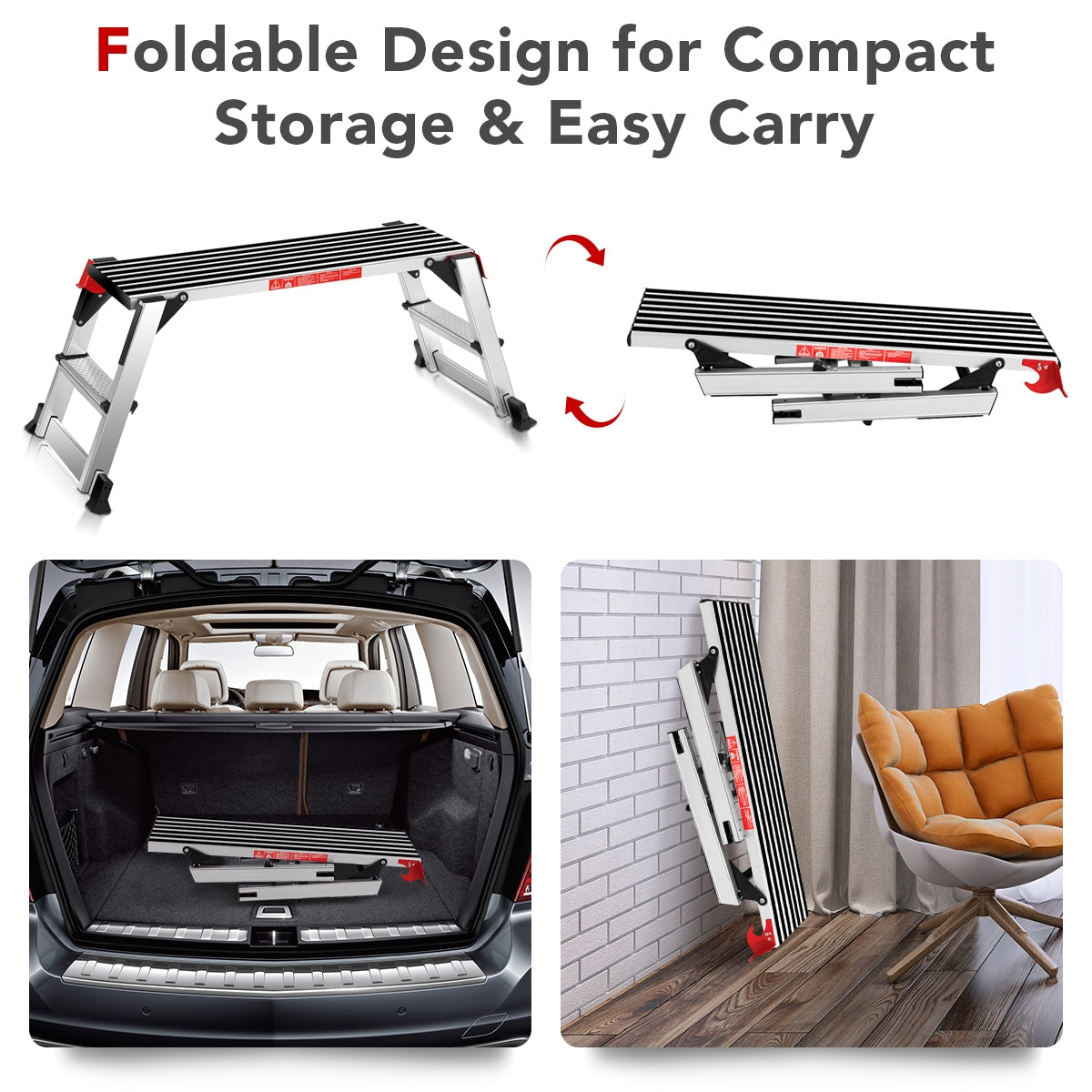 Aluminum Folding Non-Slip Drywall Step Stool Ladder, 330 lbs