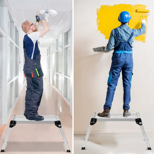 Heavy Duty Portable Aluminum Folding Step Ladder, Silver Ladders Silver at Gallery Canada