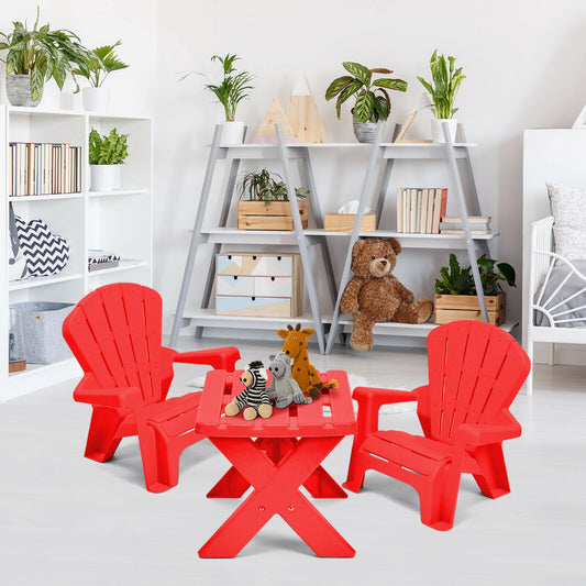 3-Piece Plastic Play Table Chair Set, Red