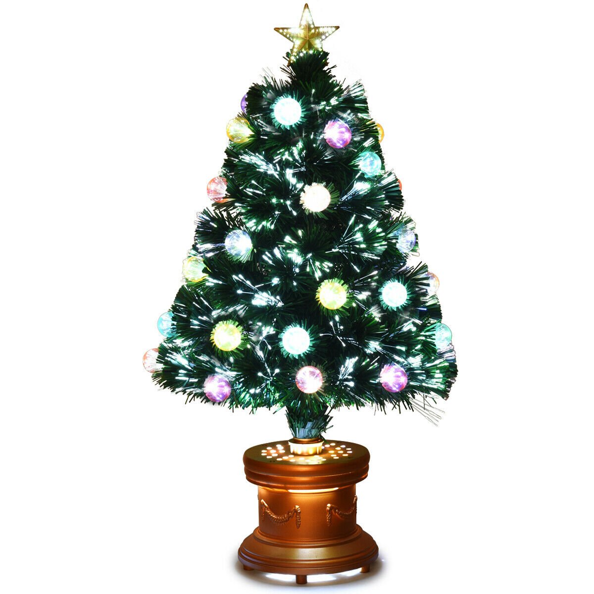 3' Pre-Lit Fiber Optical Firework Christmas Tree, Green at Gallery Canada