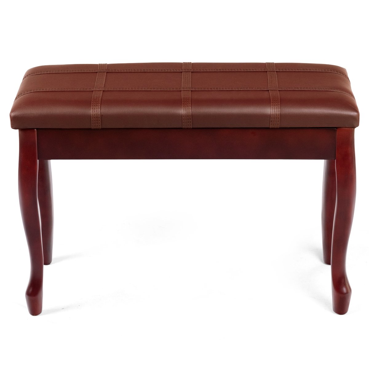 Solid Wood PU Leather Piano Bench with Storage, Brown at Gallery Canada