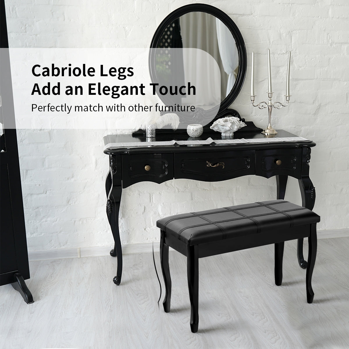 Solid Wood Piano Bench With Storage, Black Pianos & Keyboards at Gallery Canada