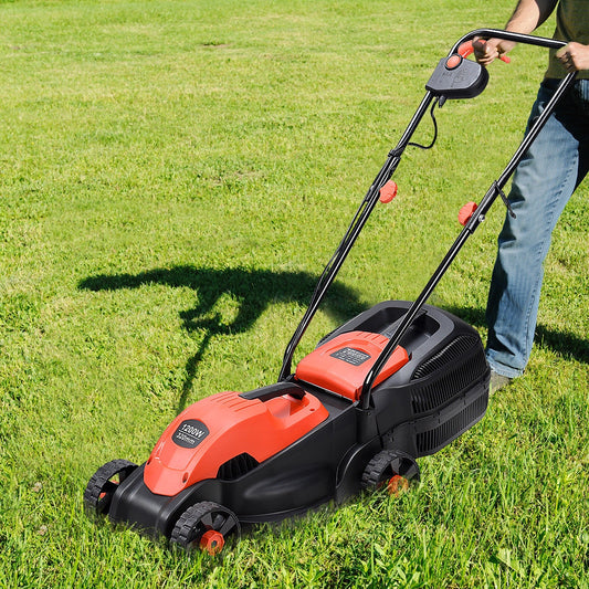 13 Inch Electric Push Lawn Corded Mower with Grass Bag, Red Garden Tools Red at Gallery Canada