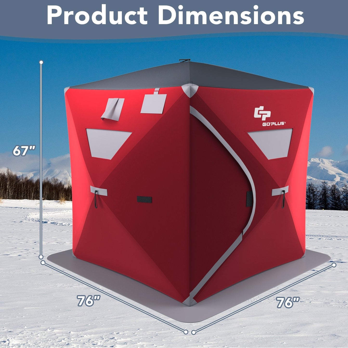 2-person Portable Pop-up Ice Shelter Fishing Tent with Bag, Red - Gallery Canada