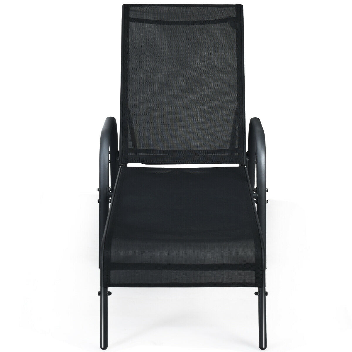 Adjustable Patio Chaise Folding Lounge Chair with Backrest, Black Outdoor Chaise Lounges at Gallery Canada