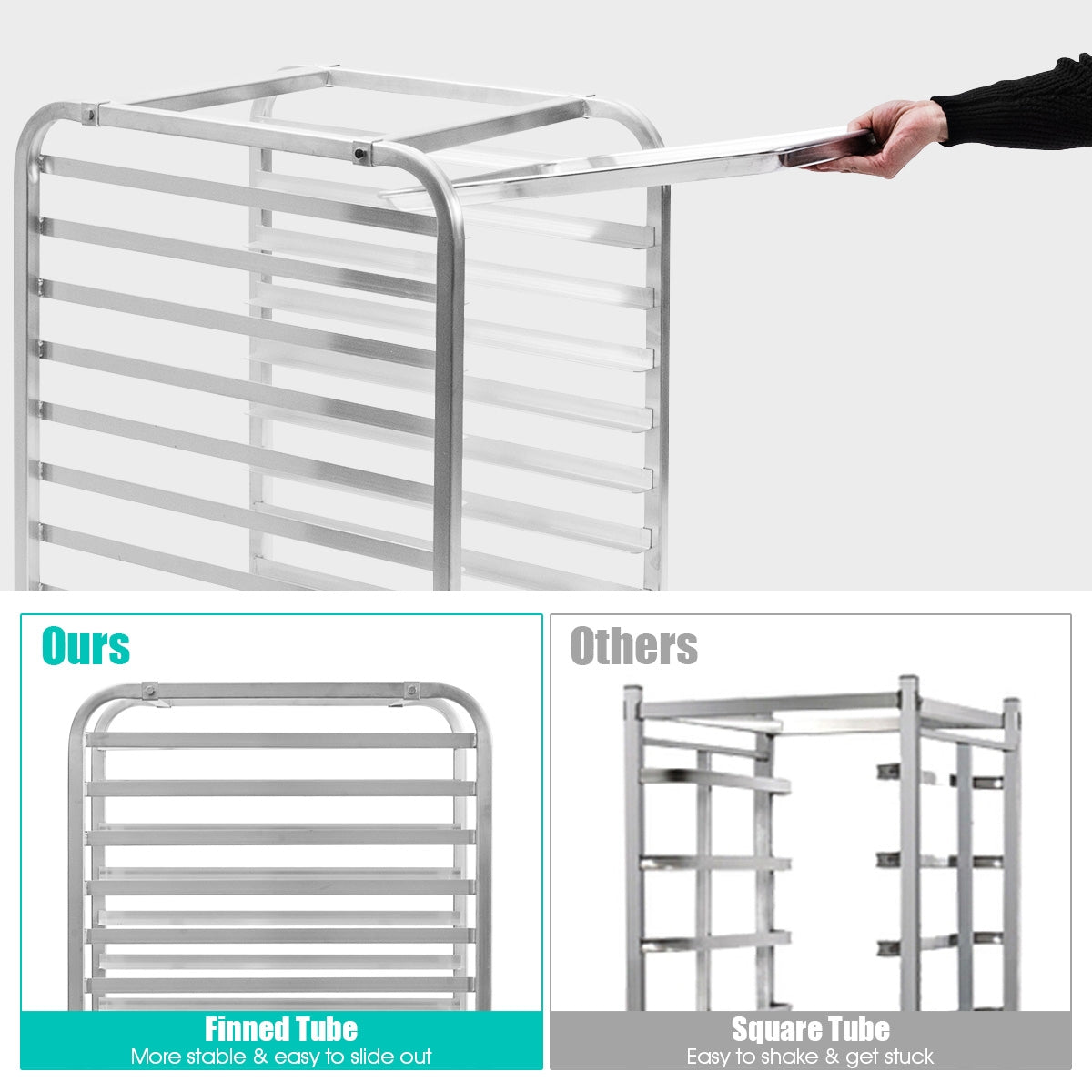 10 Sheets Aluminum Rolling Bakery Pan Rack, Silver Baker's Racks at Gallery Canada