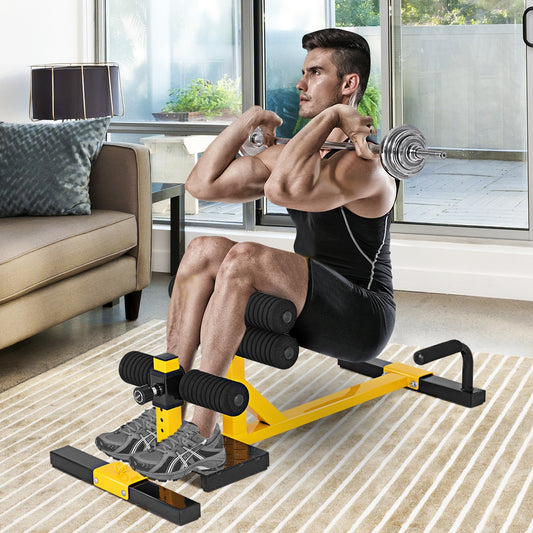 3-in-1 Sissy Squat Ab Workout Home Gym Sit Up Machine, Yellow