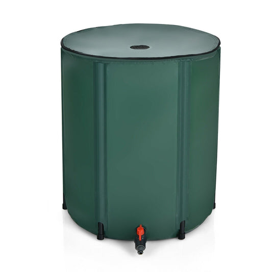 53 Gallon Portable Collapsible Rain Barrel Water Collector, Green