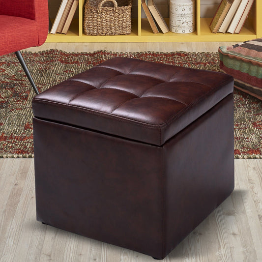 Ottoman Pouffe Storage Box Lounge Seat Footstools , Brown Ottomans Brown at Gallery Canada