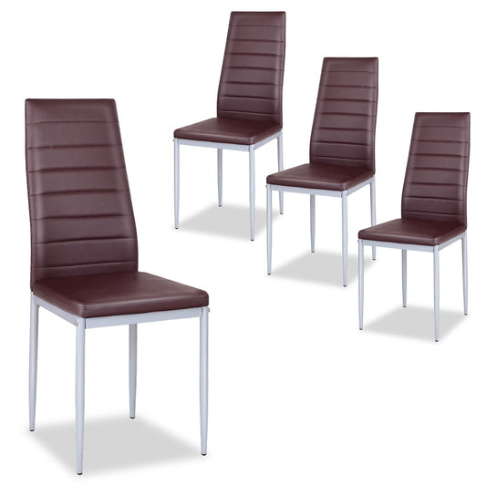 4 pcs PVC Leather Dining Side Chairs Elegant Design , Brown at Gallery Canada