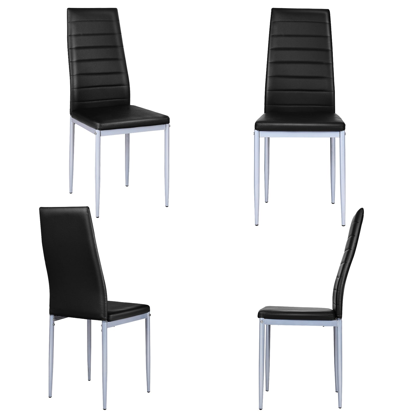 4 pcs PVC Leather Dining Side Chairs Elegant Design , Black Dining Chairs at Gallery Canada
