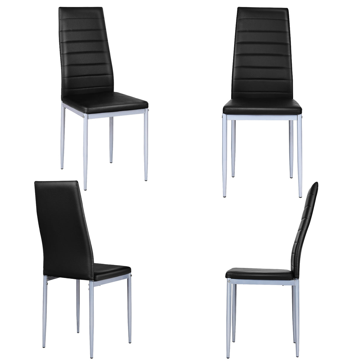 4 Pcs PVC Leather Dining Side Chairs, Elegant Design, Black Dining Chairs at Gallery Canada