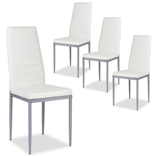 4 pcs PVC Leather Dining Side Chairs Elegant Design , White at Gallery Canada