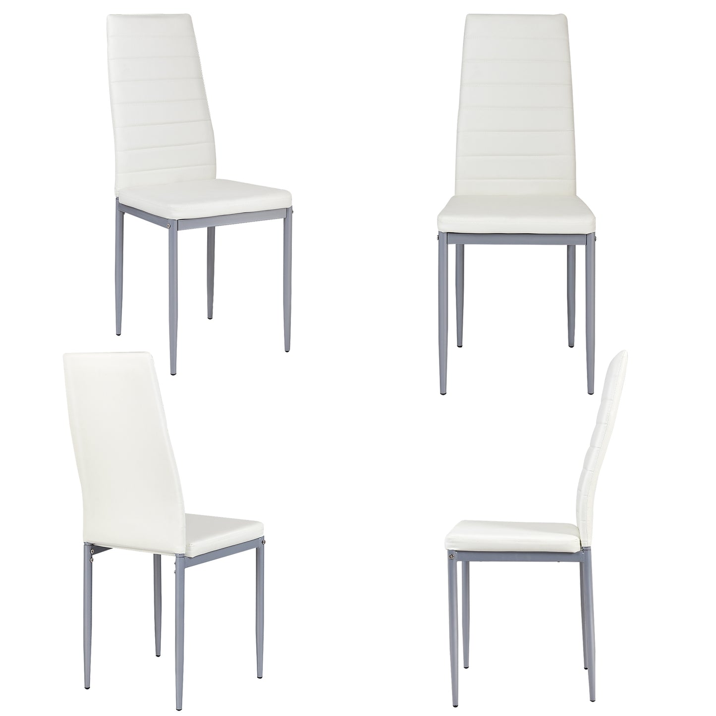4 pcs PVC Leather Dining Side Chairs Elegant Design , White Dining Chairs at Gallery Canada
