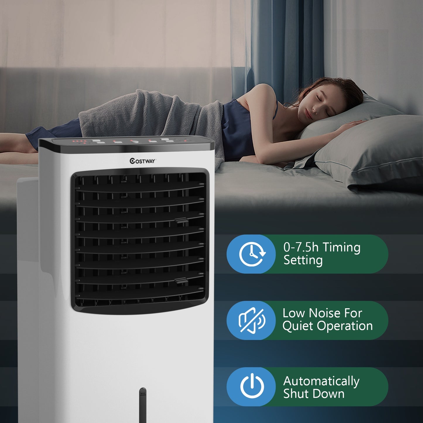3-In-1 Portable Evaporative Air Conditioner Cooler, White