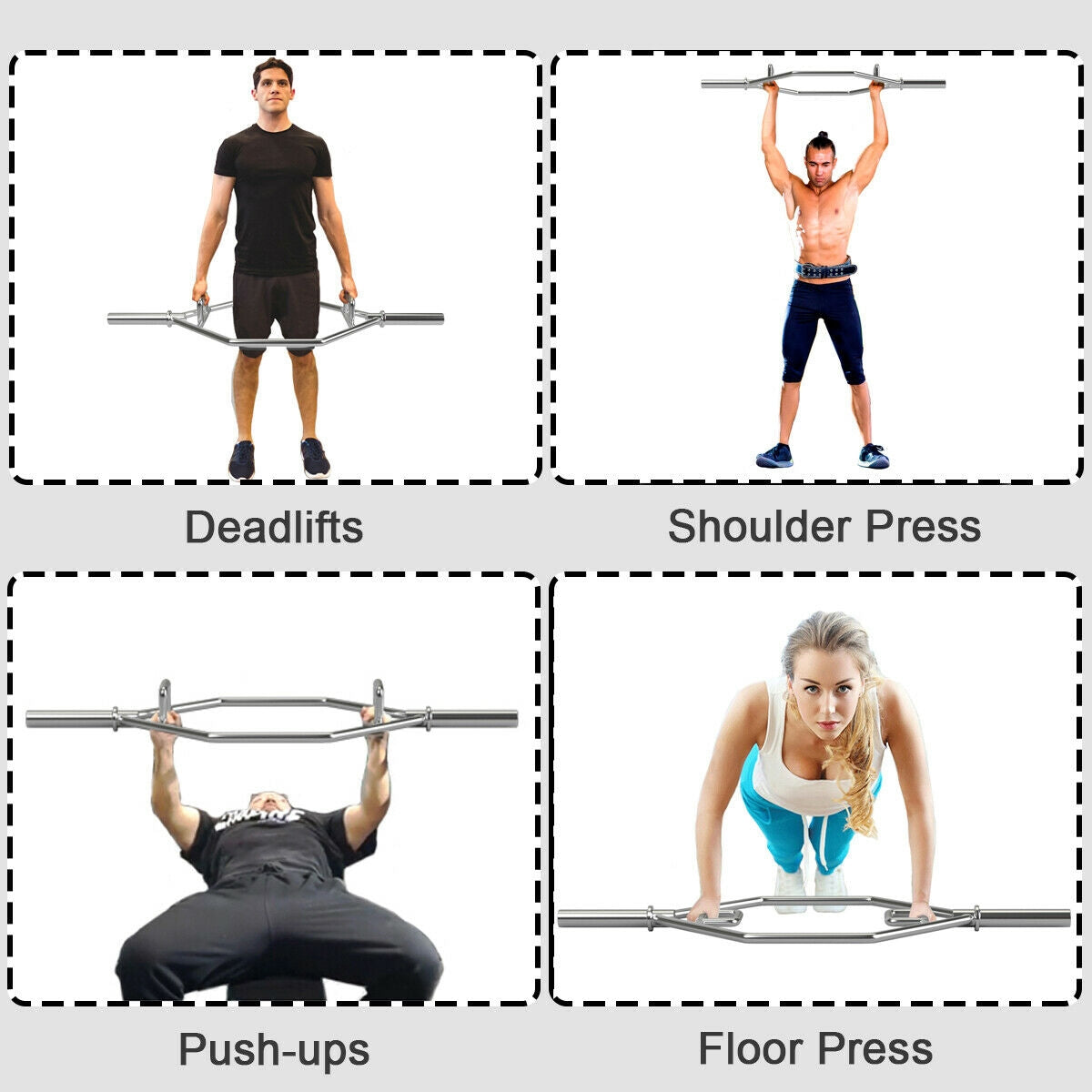 56 Inch Olympic Hexagon Deadlift Trap Bar, Silver Benches Racks & Bars at Gallery Canada