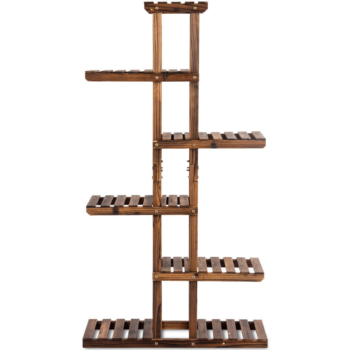 6 Tier Wooden Garden Shelf Storage Plant Rack Stand, Brown Plant Stands at Gallery Canada