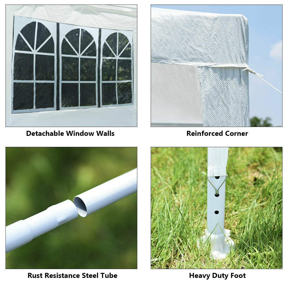10 x 10 Feet Outdoor Side Walls Canopy Tent with 4 Removable Sidewalls, White Canopies at Gallery Canada