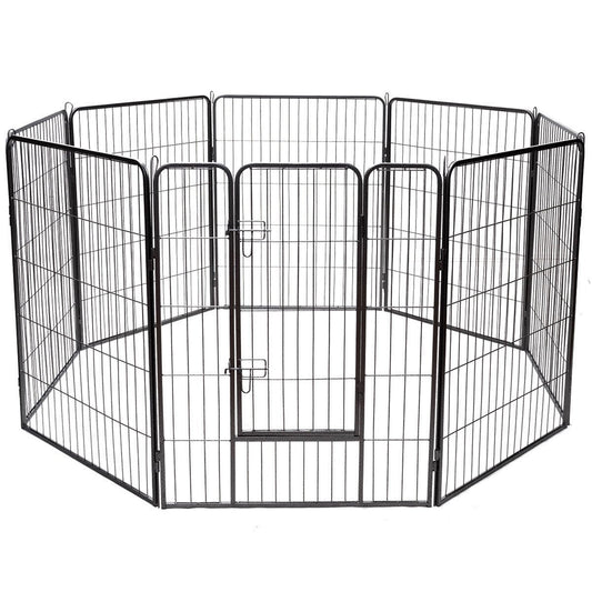 8 Metal Panel Heavy Duty Pet Playpen Dog Fence with Door-40 Inch, Black
