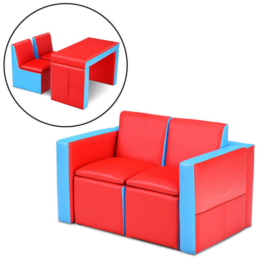 Multi-functional Kids Sofa Table Chair Set, Red at Gallery Canada