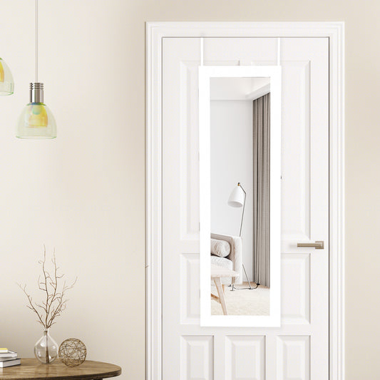 Wall Door Mounted Mirror Jewelry Cabinet With LED Lights, White Jewelry Armoires White at Gallery Canada