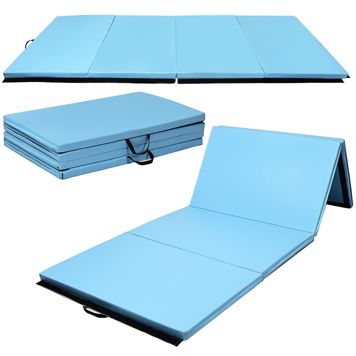 4 Feet x 10 Feet Thick Folding Panel Gymnastics Mat, Light Blue Yoga & Gym Mats at Gallery Canada