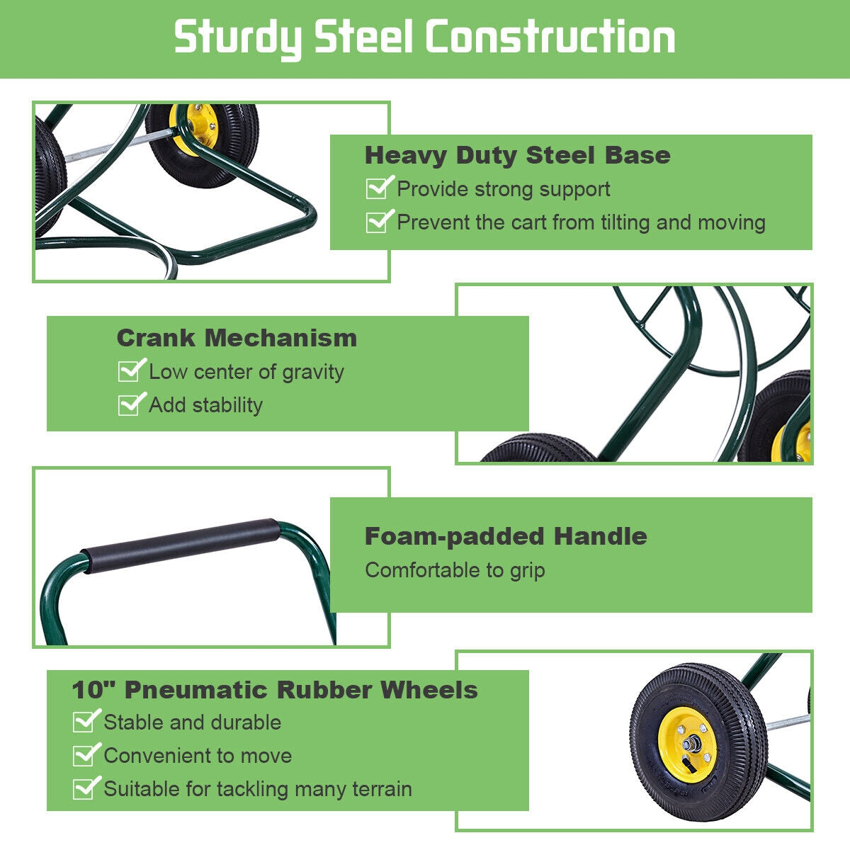 Garden Steel Frame Wheeled Hose Reel Cart, Green Watering & Irrigation at Gallery Canada