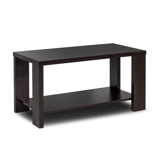 Rectangular Cocktail Coffee Table with Storage Shelf, Brown at Gallery Canada