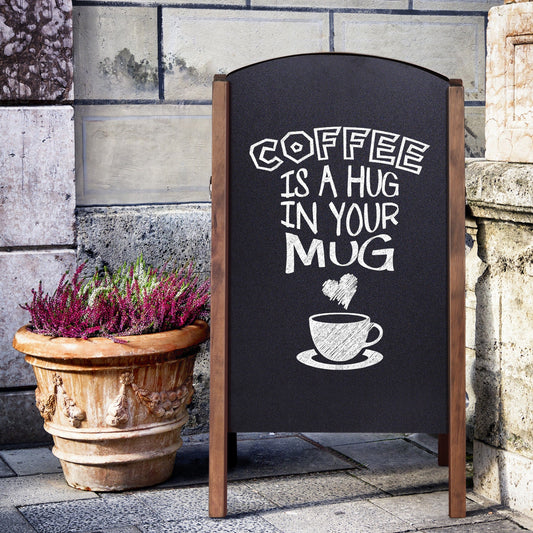 31.5 Inch Wood A-Frame Sidewalk Chalkboard, Black Outdoor Decor Black at Gallery Canada