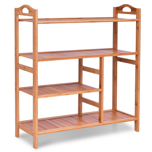 4 Tiers Multifunction Bamboo Storage Shoe Rack for Entryway Hallway, Natural at Gallery Canada