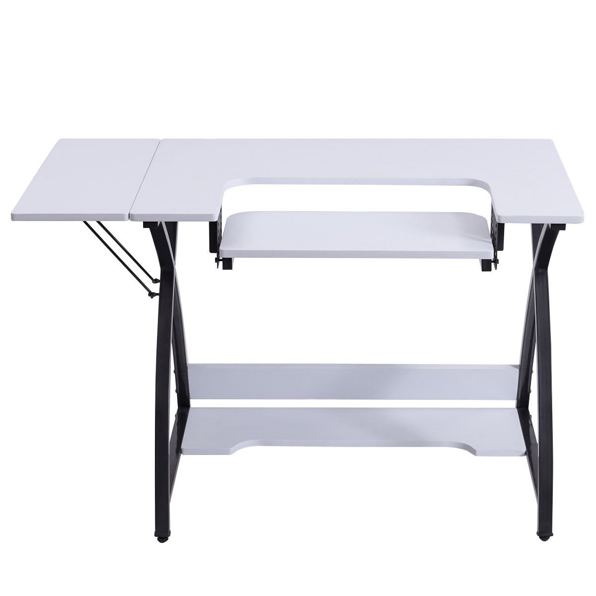 Sewing Craft Table Computer Desk with Adjustable Platform, White at Gallery Canada