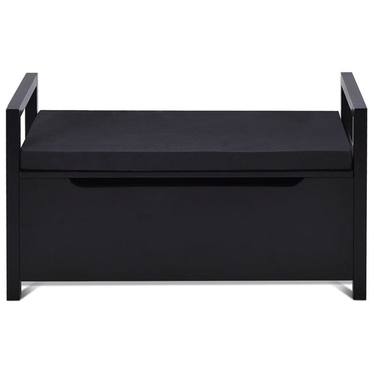 34.5 ×15.5 ×19.5 Inch Shoe Storage Bench with Cushion Seat for Entryway, Black at Gallery Canada
