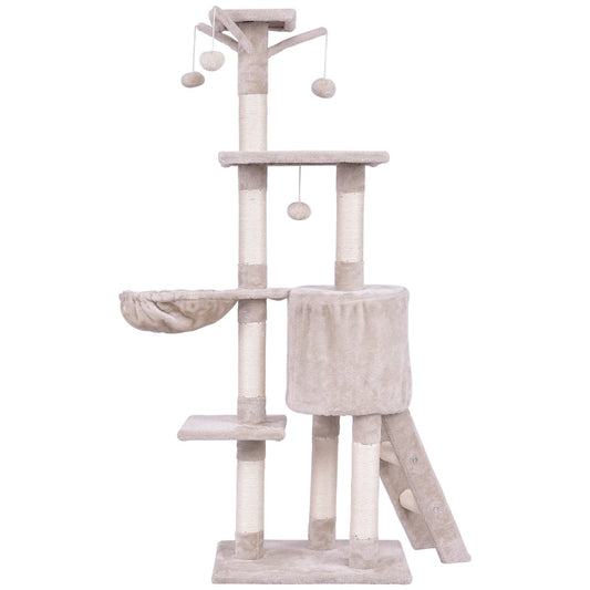 56 Inch Condo Scratching Posts Ladder Cat Play Tree, Beige at Gallery Canada