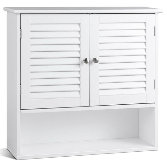 Double Doors Shelves Bathroom Wall Storage Cabinet, White - Gallery Canada