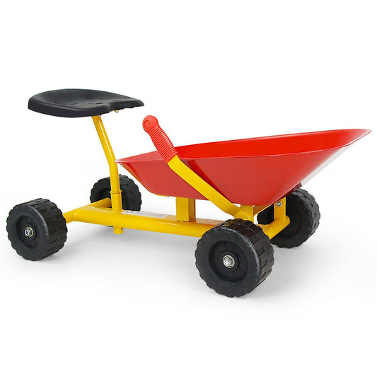 8 Inch Heavy Duty Kids Ride-on Sand Dumper with 4 Wheels, Red