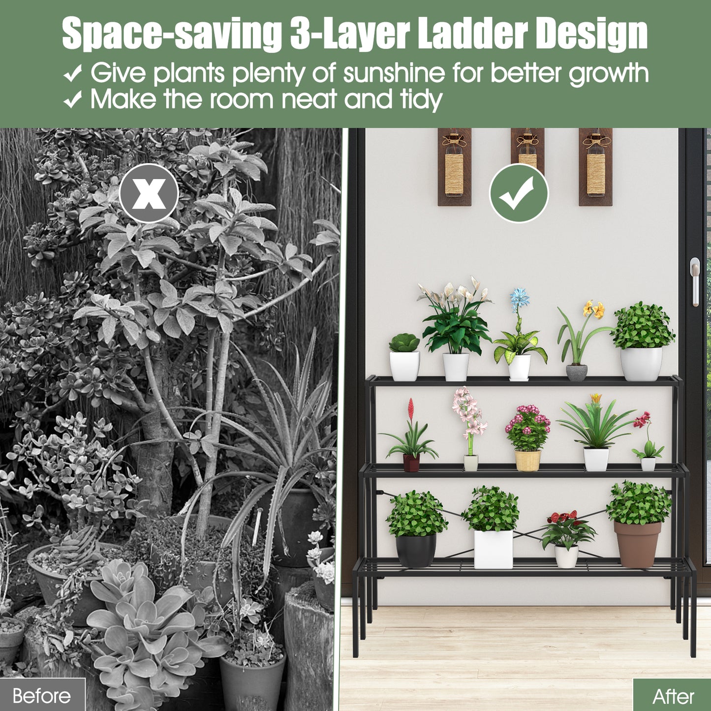 3 Tier Metal Plant Stand, Heavy Duty Rack, Black Plant Stands at Gallery Canada