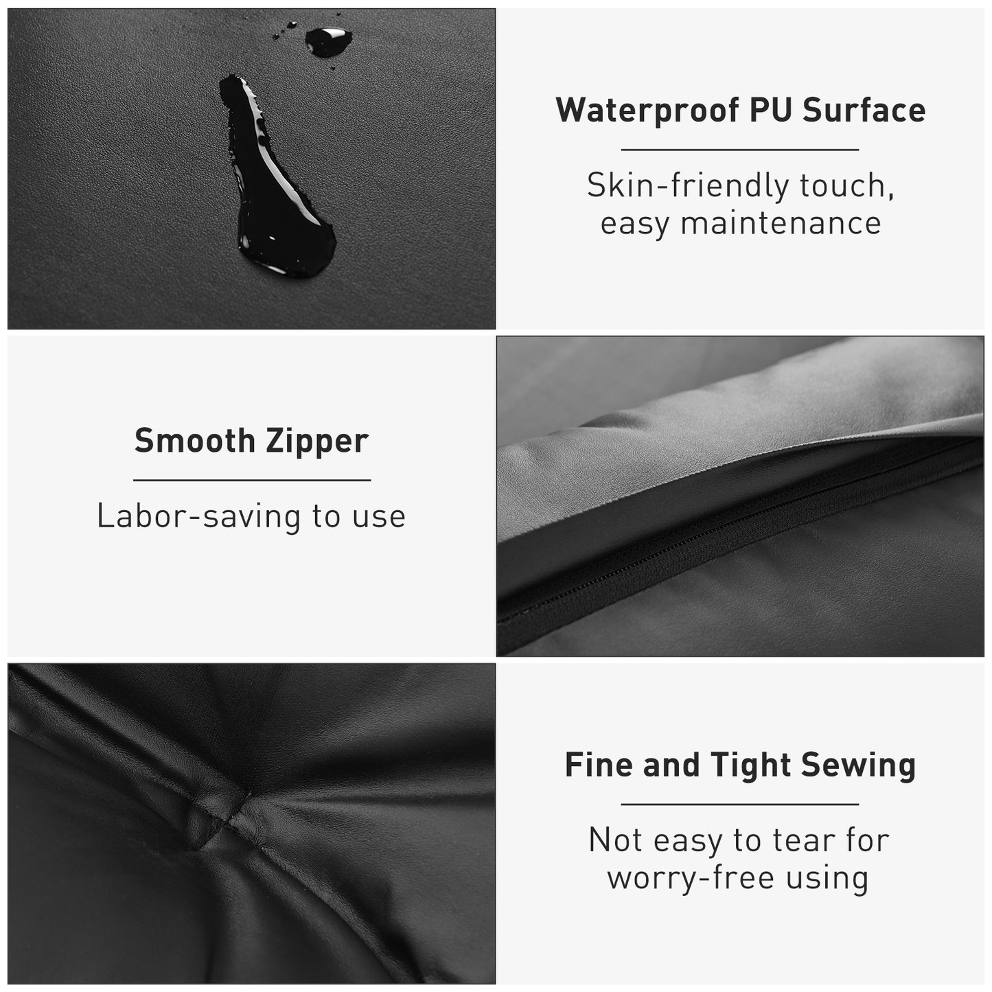 Foldable PU Leather Floor Sofa Bed, 2 Pillows, Black