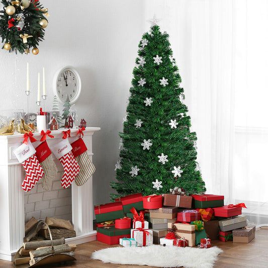 4 / 5 / 6 Feet LED Optic Artificial Christmas Tree with Snowflakes, Green Christmas Tree 5 ft at Gallery Canada