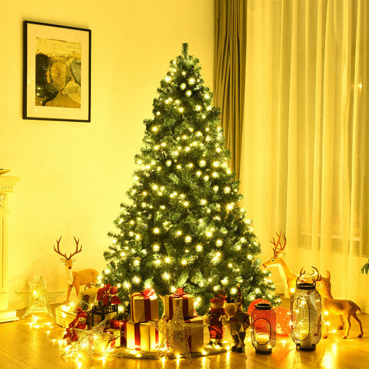 7 Ft PVC Artificial Christmas Tree With LED Lights, Green Christmas Tree Green at Gallery Canada