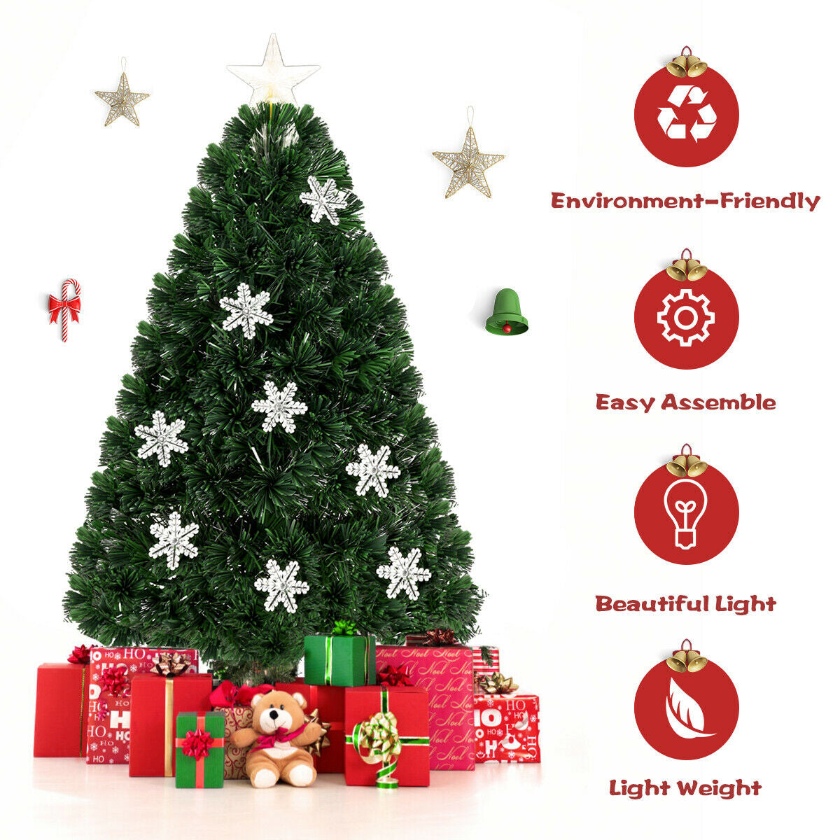 4/5/6 Feet LED Artificial Christmas Tree With Snowflakes, Green Christmas Tree at Gallery Canada